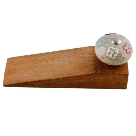 2 Pieces Multicolor Crackle Ceramic Wooden Door Stopper